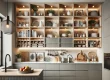 Modern kitchen with custom cabinets and integrated open shelving