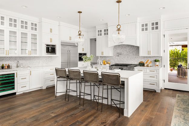 modern-white-kitchen-with-custom-cabinets A modern white kitchen with custom cabinets in Portland, OR