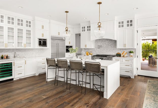 modern-white-kitchen-with-custom-cabinets A modern white kitchen with custom cabinets in Portland, OR
